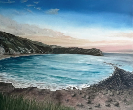 Modern_Contemporary_Seascape_Fine_Art_oil_painting_by_magda_malak_the Belonging Lulworth Cove British Coast
