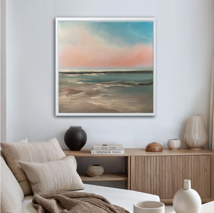 The Calling Original Oil Seascape Framed Canvas Wall Art - Magda Malak Art
