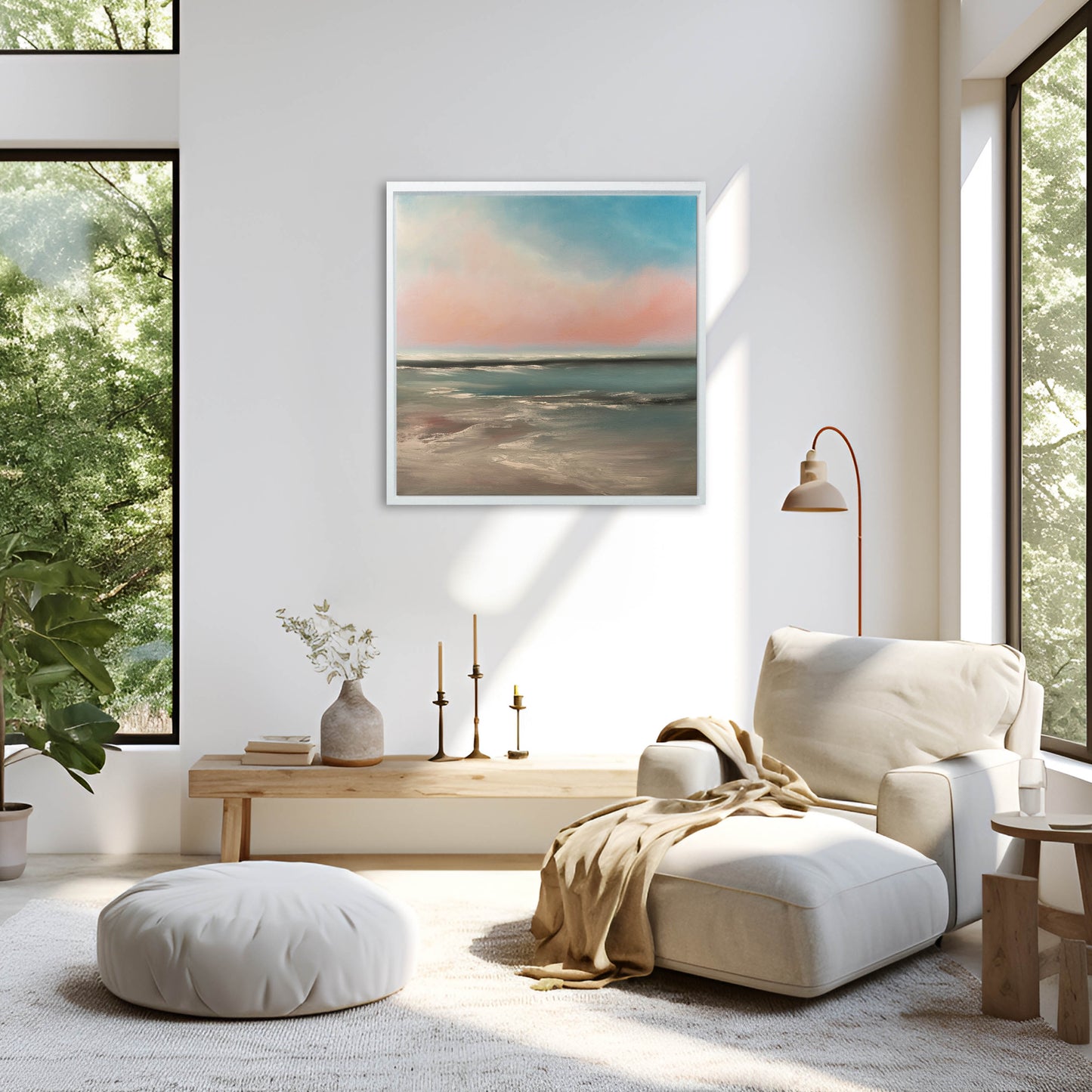 The Calling Original Oil Seascape Framed Canvas Wall Art - Magda Malak Art