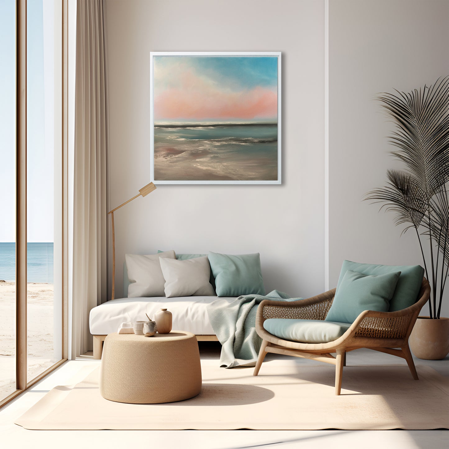 The Calling Original Oil Seascape Framed Canvas Wall Art - Magda Malak Art