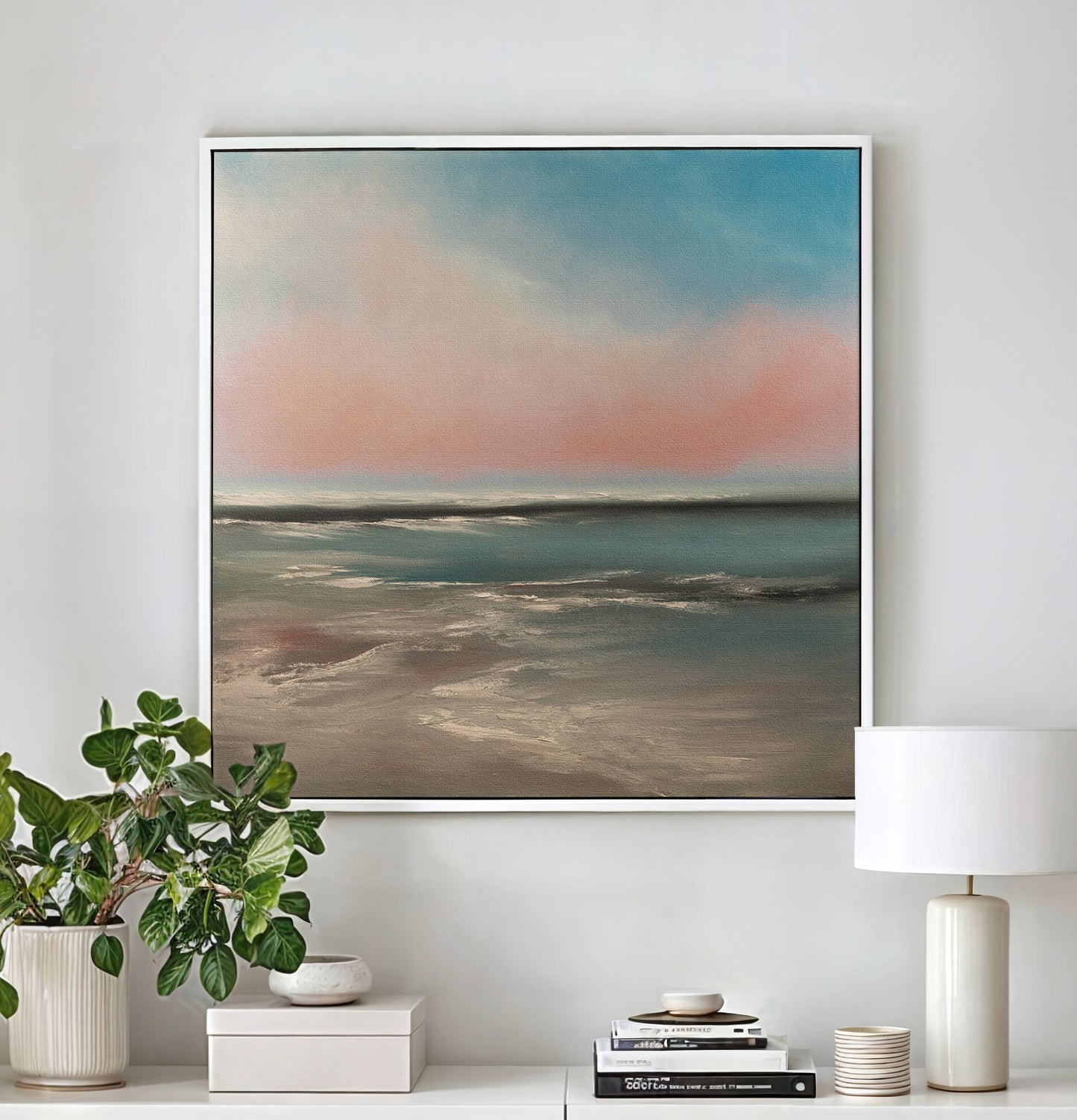 The Calling Original Oil Seascape Framed Canvas Wall Art - Magda Malak Art
