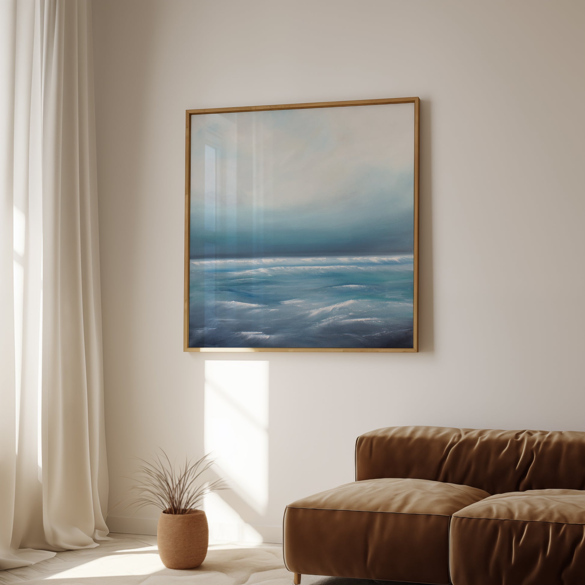 Oceans Dance Original Oil Seascape Framed Canvas Wall Art - Magda Malak Art