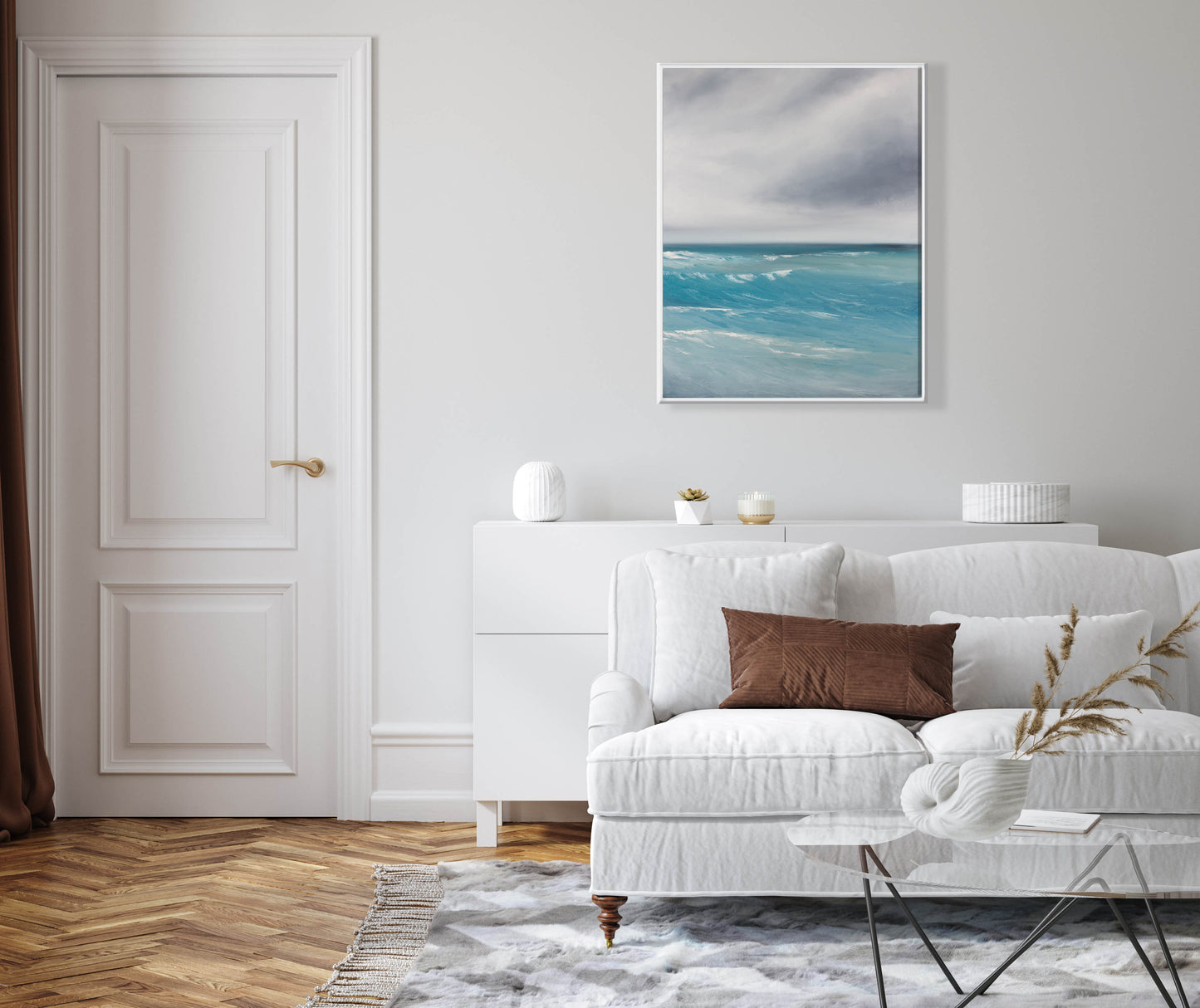 Exhale Original Oil Seascape Framed Canvas Wall Art - Magda Malak Art