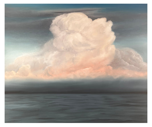 Modern contemporary seascape print featuring reflective ocean light and atmospheric blue tones by Magda Malak