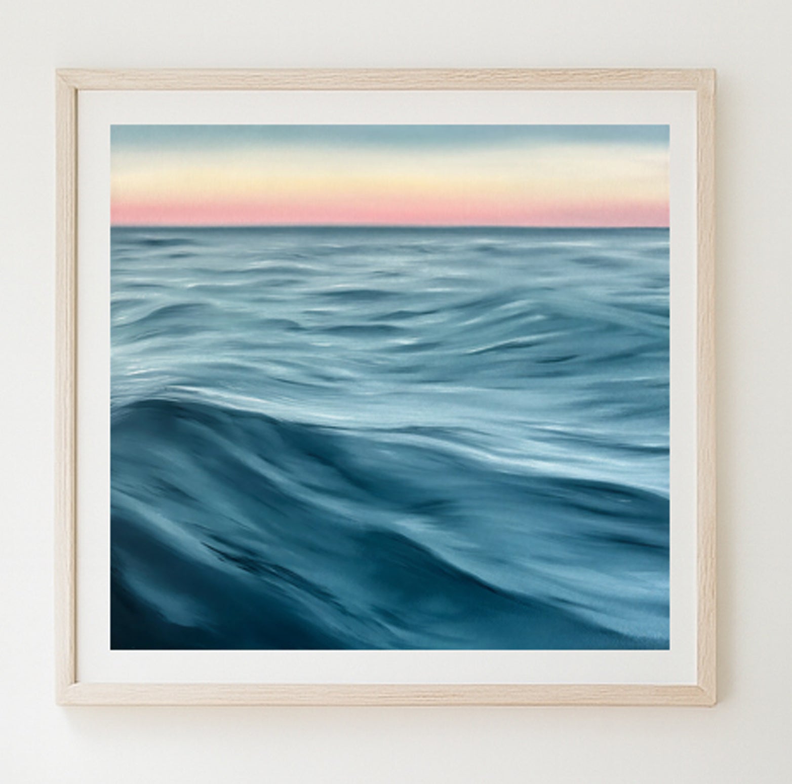 Modern contemporary seascape print featuring reflective ocean light and atmospheric blue tones by Magda Malak