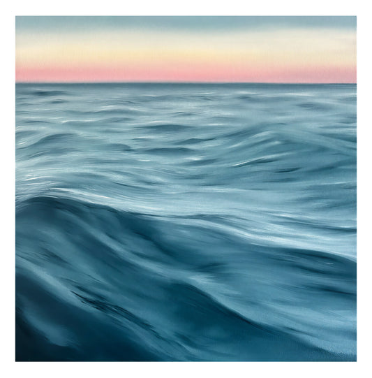 Modern contemporary seascape print featuring reflective ocean light and atmospheric blue tones by Magda Malak