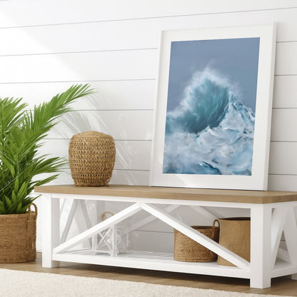 Modern contemporary seascape print featuring reflective ocean light and atmospheric blue tones by Magda Malak