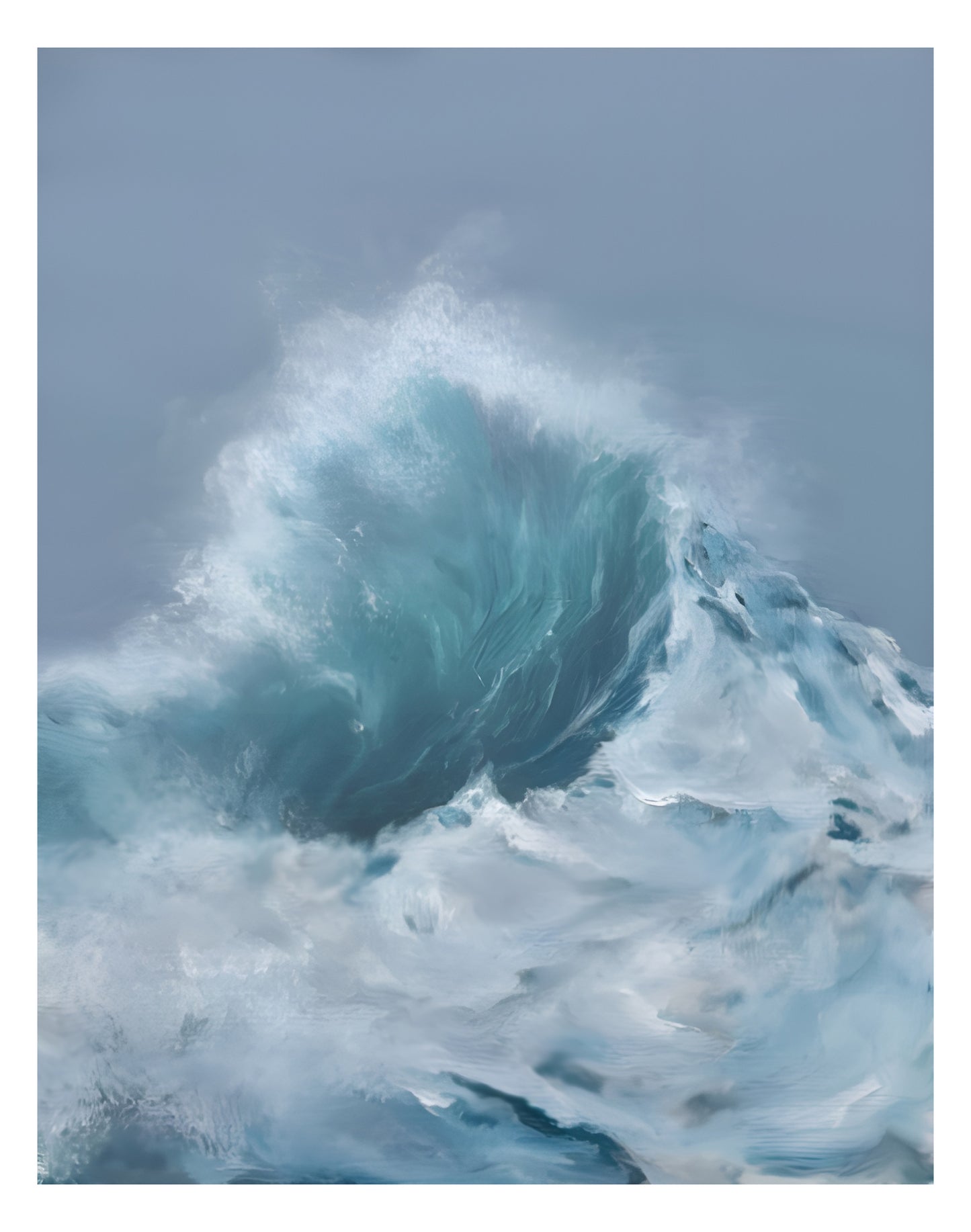 Modern contemporary seascape print featuring reflective ocean light and atmospheric blue tones by Magda Malak
