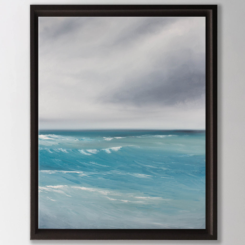 Exhale Original Oil Seascape Framed Canvas Wall Art - Magda Malak Art
