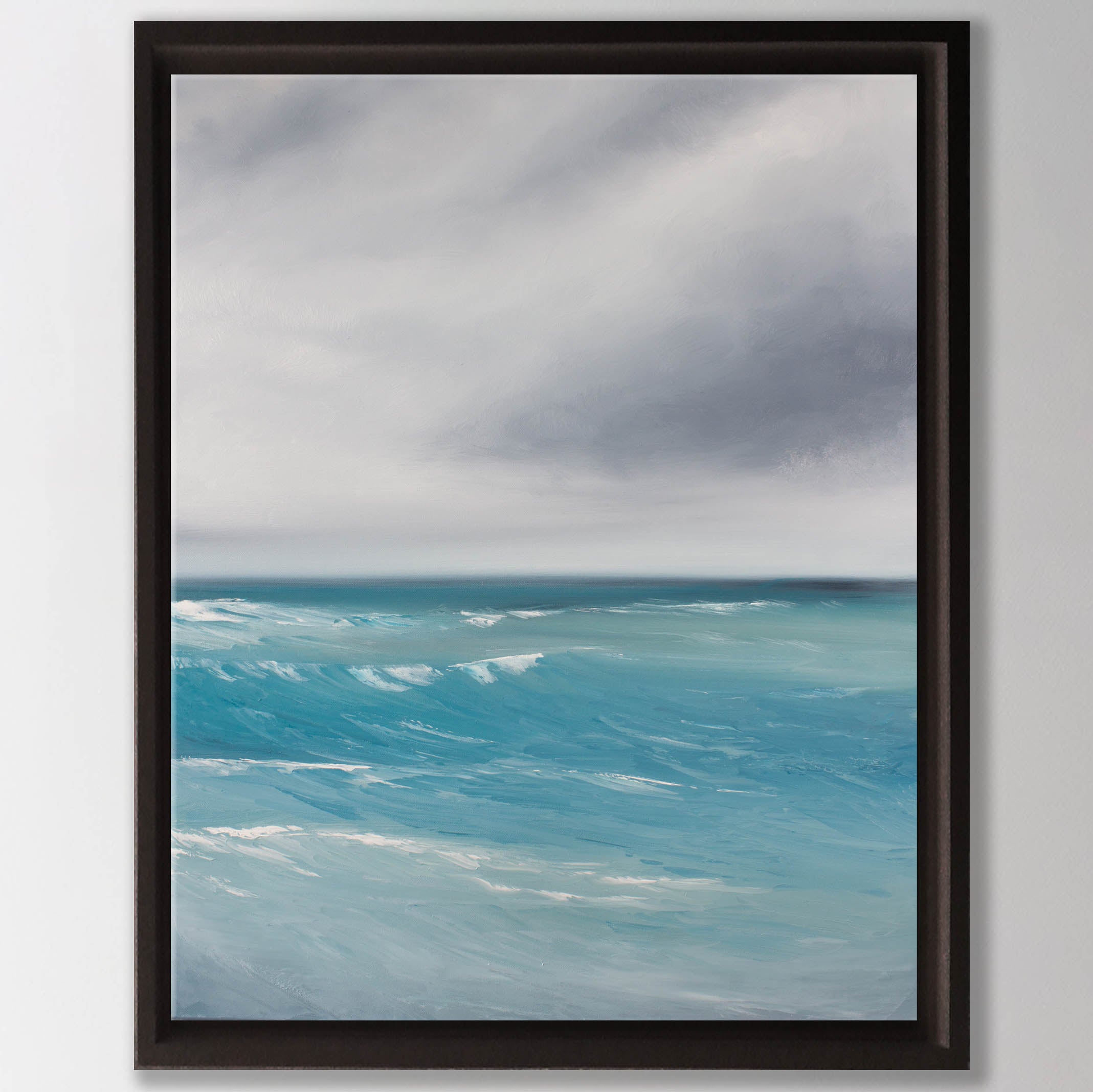 Exhale Original Oil Seascape Framed Canvas Wall Art - Magda Malak Art