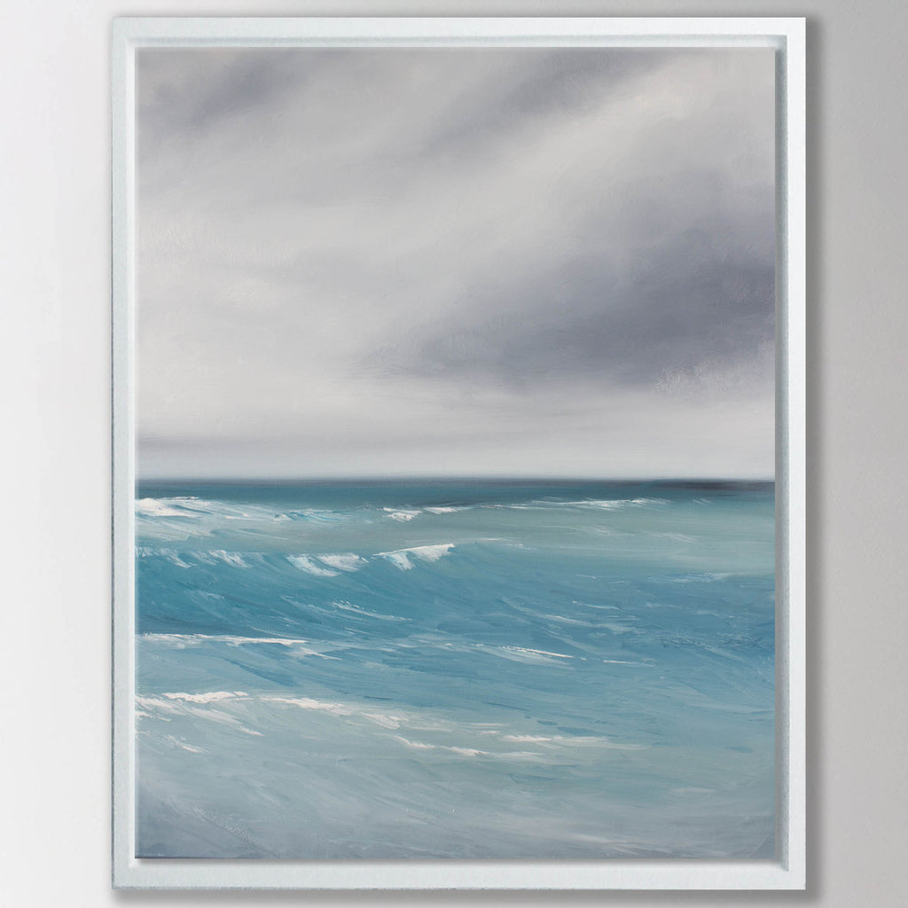 Exhale Original Oil Seascape Framed Canvas Wall Art - Magda Malak Art