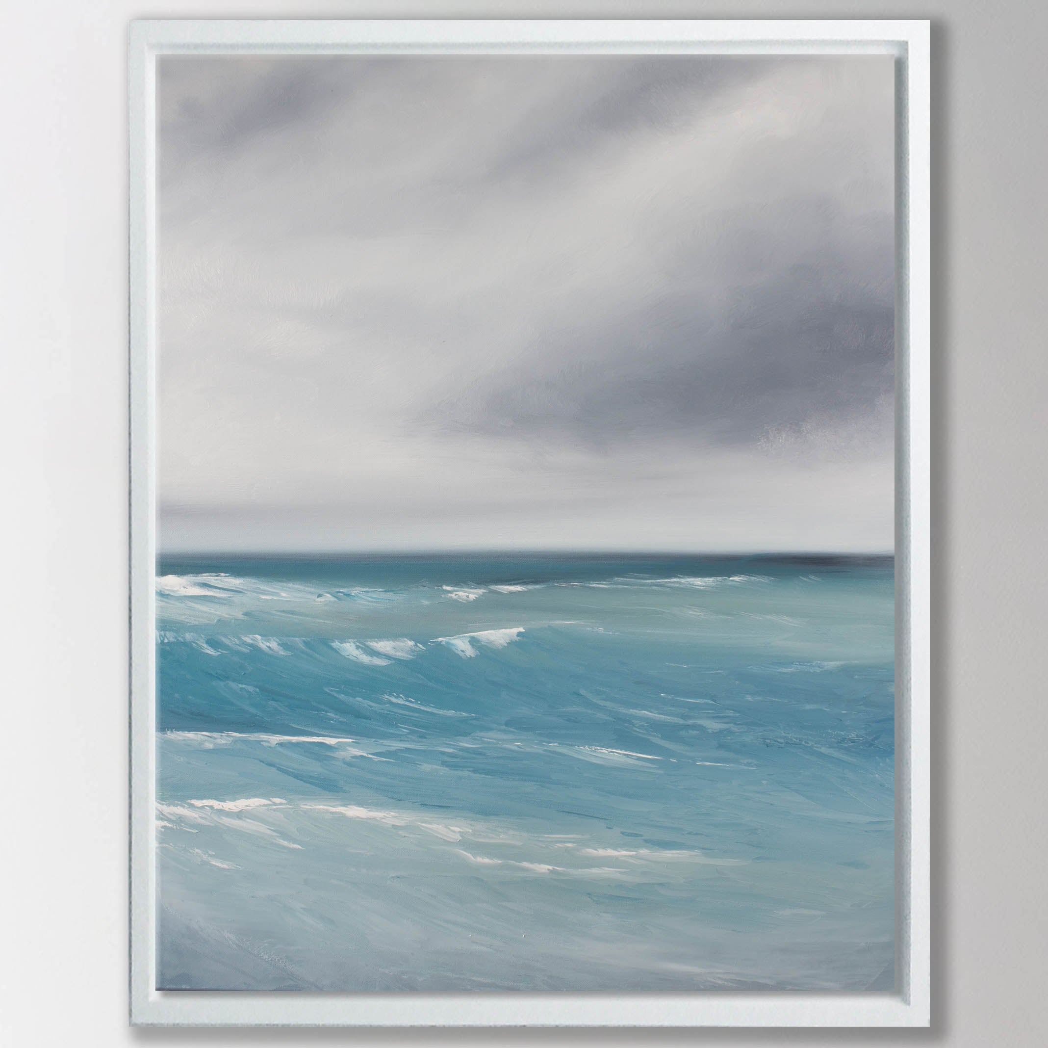 Exhale Original Oil Seascape Framed Canvas Wall Art - Magda Malak Art
