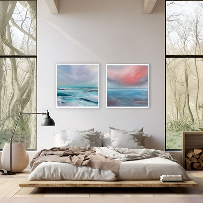 Soft Seas Original Oil Seascape Framed Canvas Wall Art - Magda Malak Art