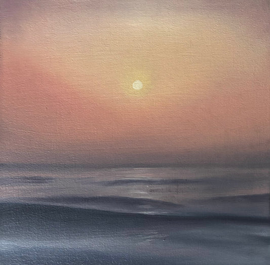 Solstice Glow- Original Contemporary Oil Seascape Painting - Magda Malak Art