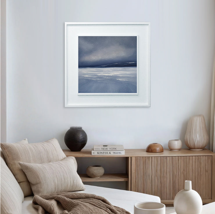 Indigo Cliffs- Original Painting by Magda Malak - Magda Malak Art