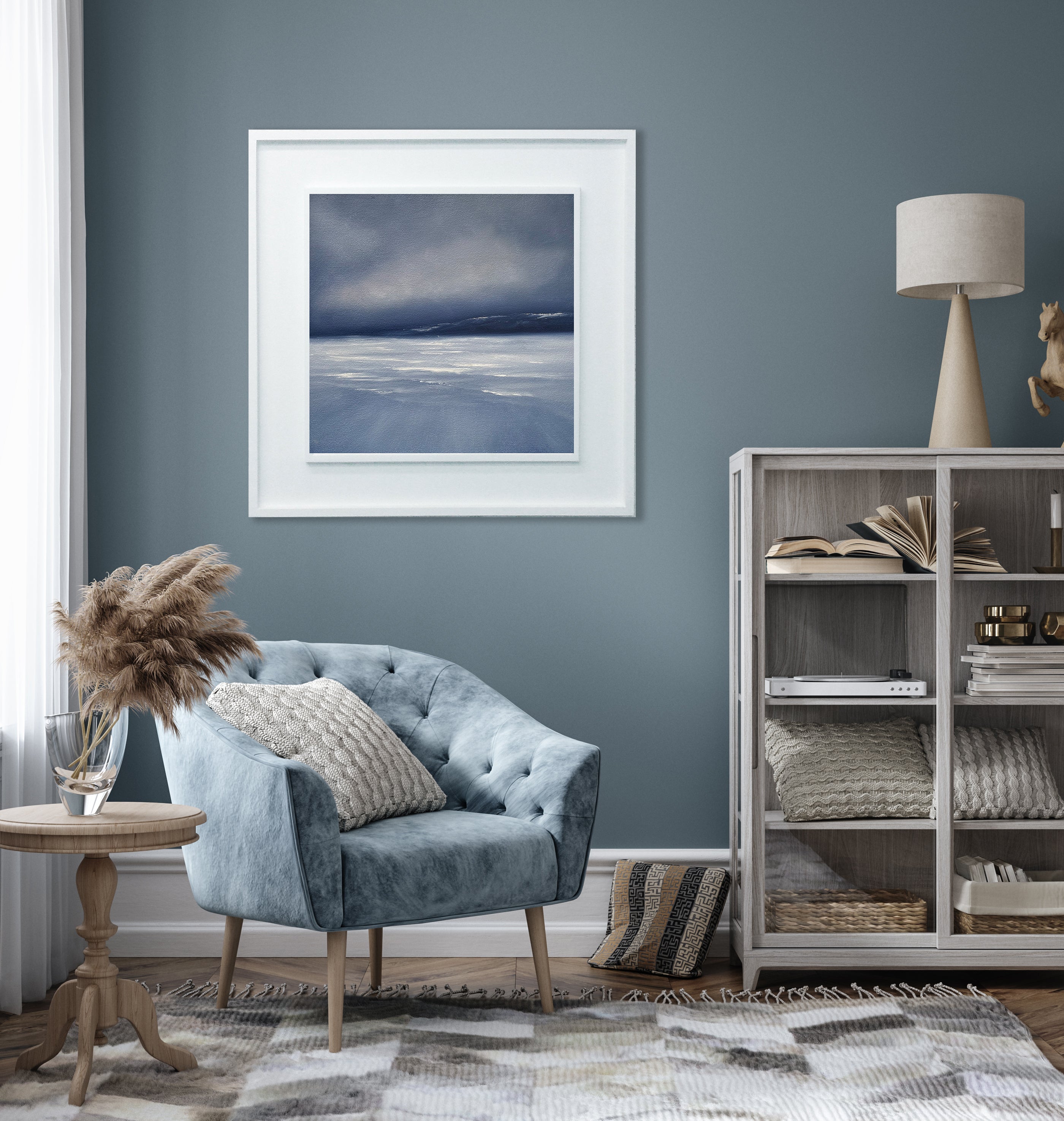 Indigo Cliffs- Original Painting by Magda Malak - Magda Malak Art