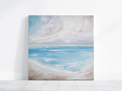 Swirling Skies Original Oil Seascape Framed Canvas Wall Art