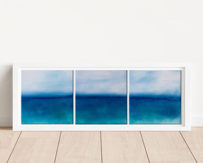 Ethereal Ocean Triptych Original Oil Seascape Framed Canvas Wall Art Set of 3