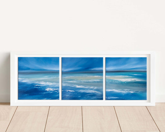 Soul of the Sea Triptych Original Oil Seascape Framed Canvas Wall Art Set of 3