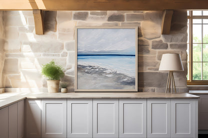 The Blue Beyond Original Oil Seascape Framed Canvas Wall Art