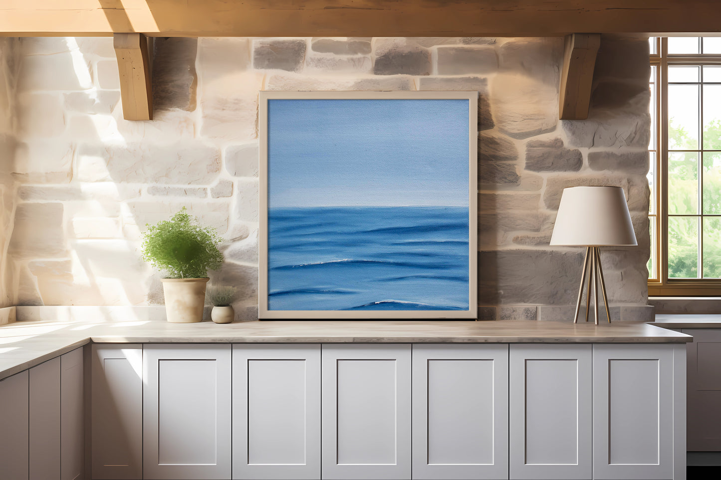 Ripples Original Oil Seascape Framed Canvas Wall Art