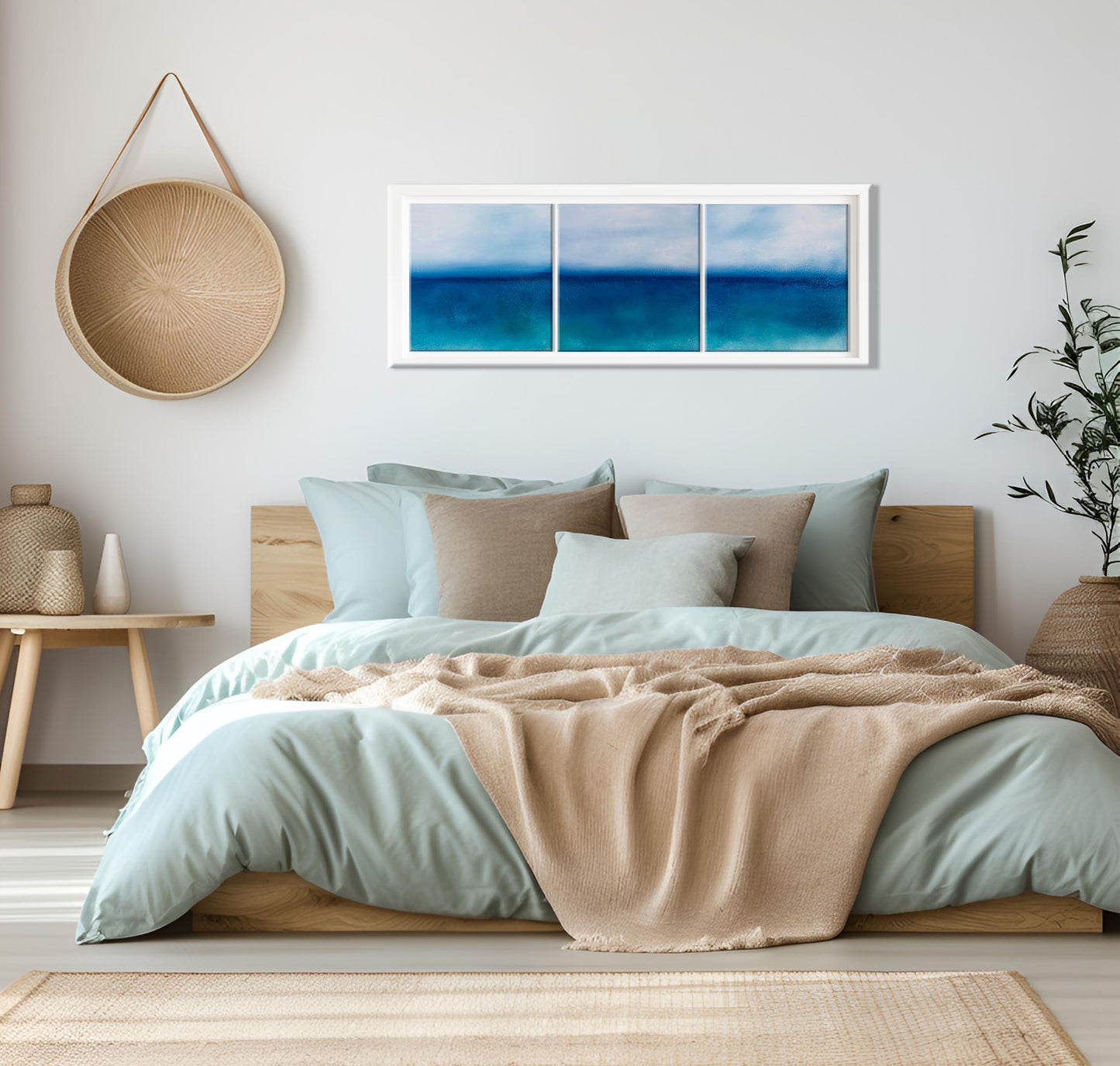 Ethereal Ocean Triptych Original Oil Seascape Framed Canvas Wall Art Set of 3