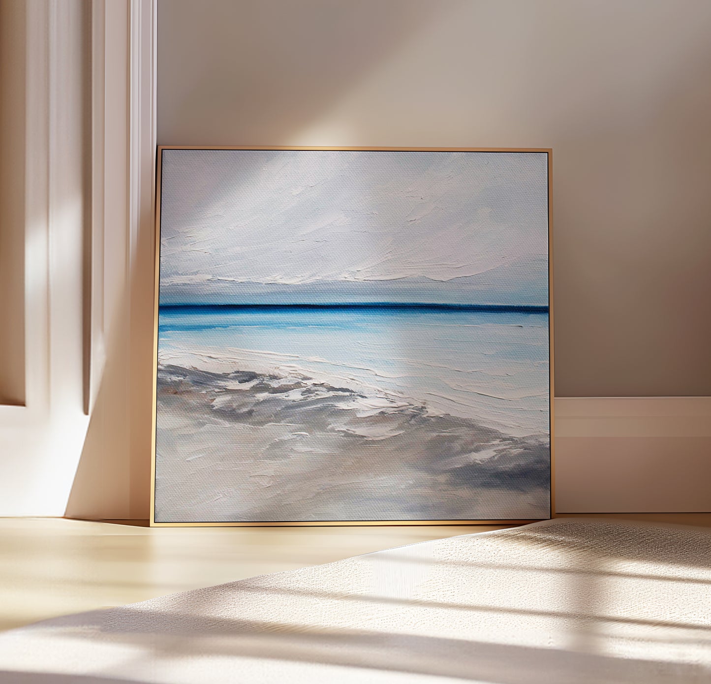 The Blue Beyond Original Oil Seascape Framed Canvas Wall Art