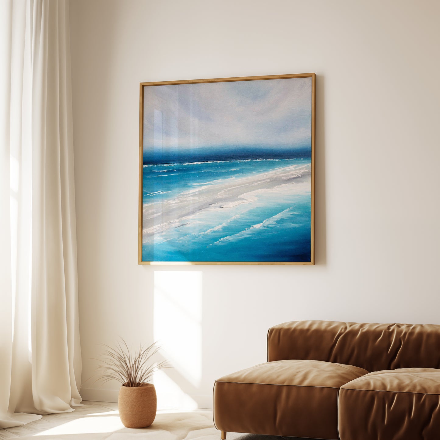 The Deep Original Oil Seascape Framed Canvas Wall Art