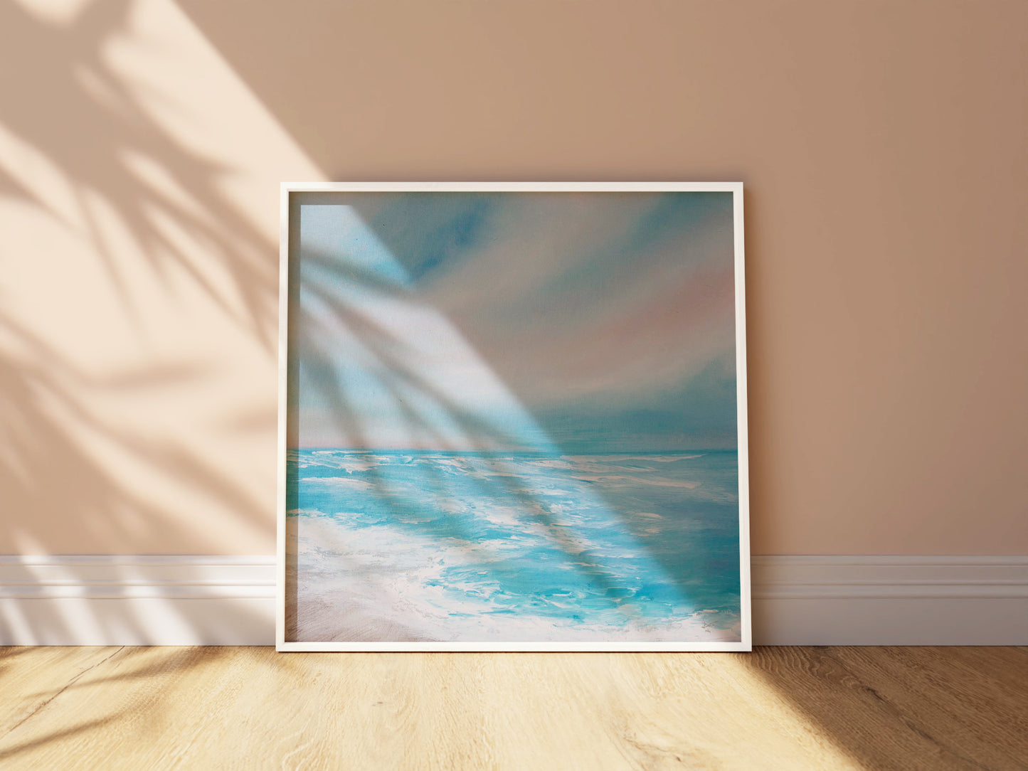 A Touch of Pink Original Oil Seascape Framed Canvas Wall Art