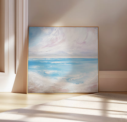 Swirling Skies Original Oil Seascape Framed Canvas Wall Art