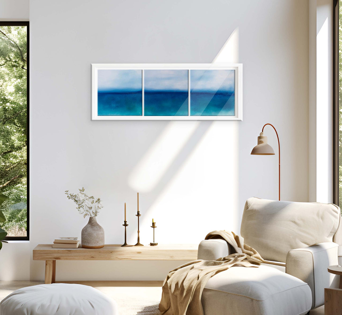 Ethereal Ocean Triptych Original Oil Seascape Framed Canvas Wall Art Set of 3