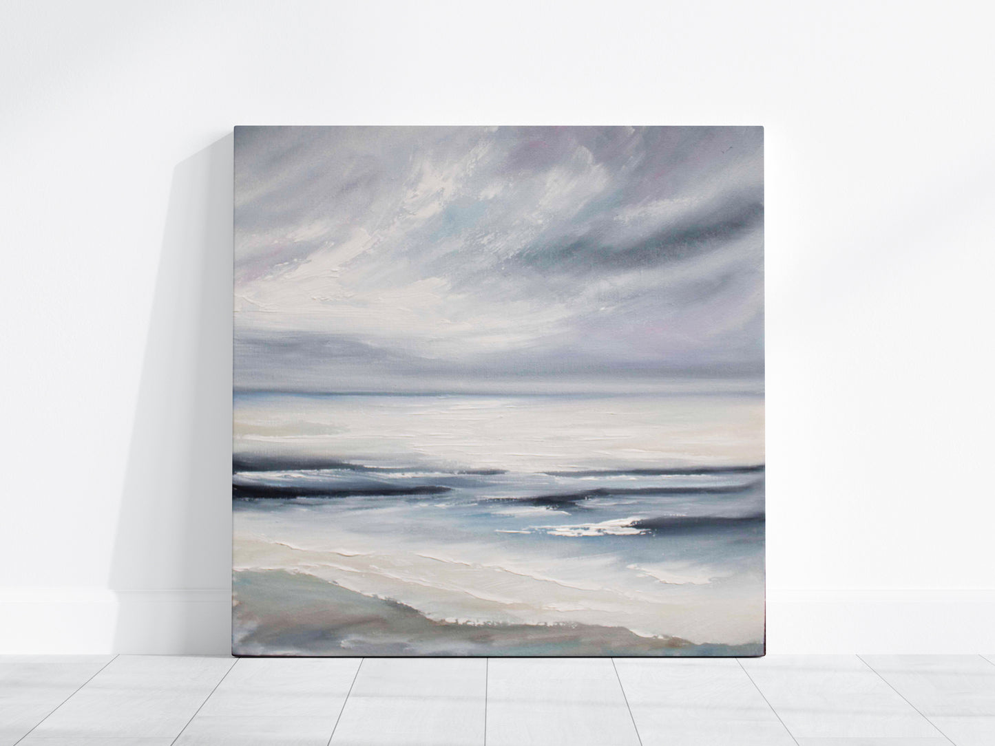 Cold Waters Original Oil Seascape Framed Canvas Wall Art