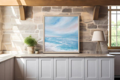 A Touch of Pink Original Oil Seascape Framed Canvas Wall Art