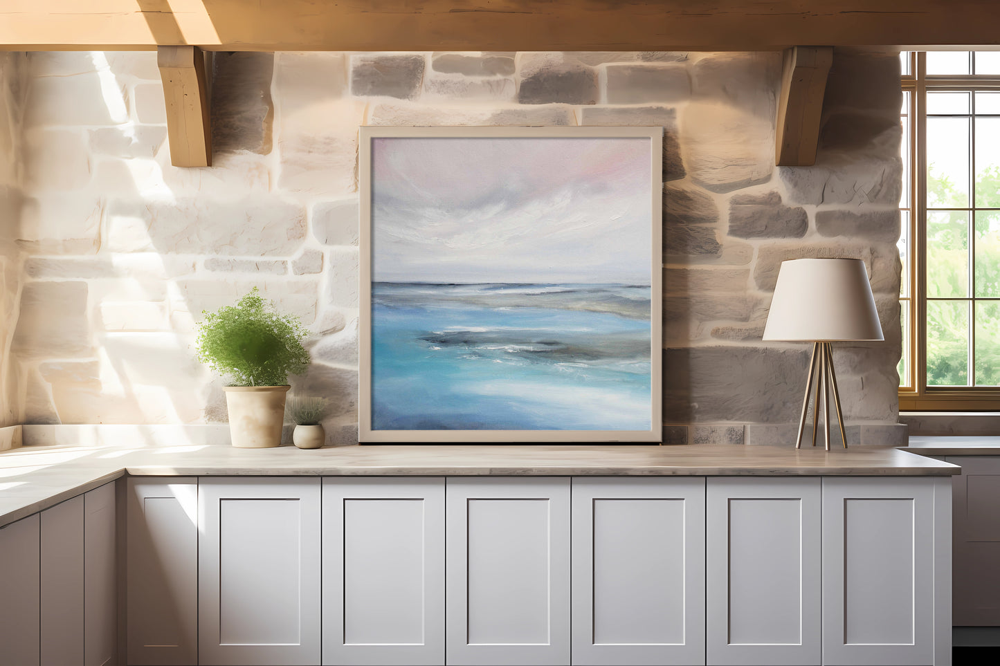 Be Still Original Oil Seascape Framed Canvas Wall Art