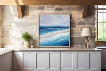 The Deep Original Oil Seascape Framed Canvas Wall Art