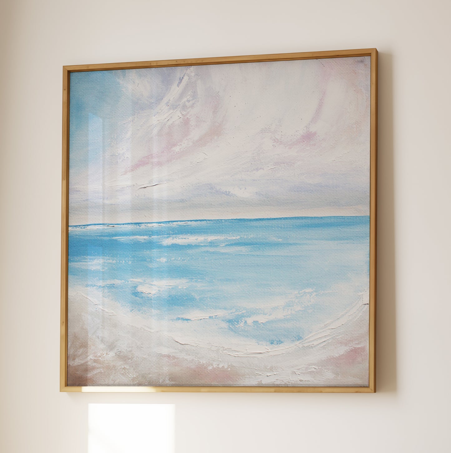 Swirling Skies Original Oil Seascape Framed Canvas Wall Art