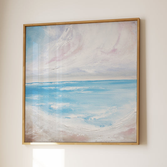 Swirling Skies Original Oil Seascape Framed Canvas Wall Art