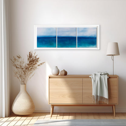 Ethereal Ocean Triptych Original Oil Seascape Framed Canvas Wall Art Set of 3