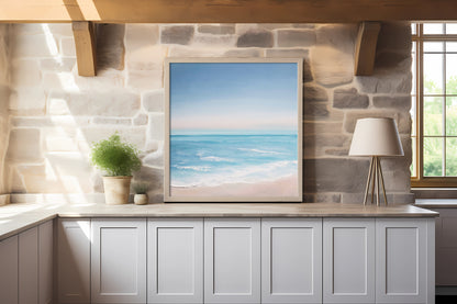 Summer Solstice Original Oil Seascape Framed Canvas Wall Art