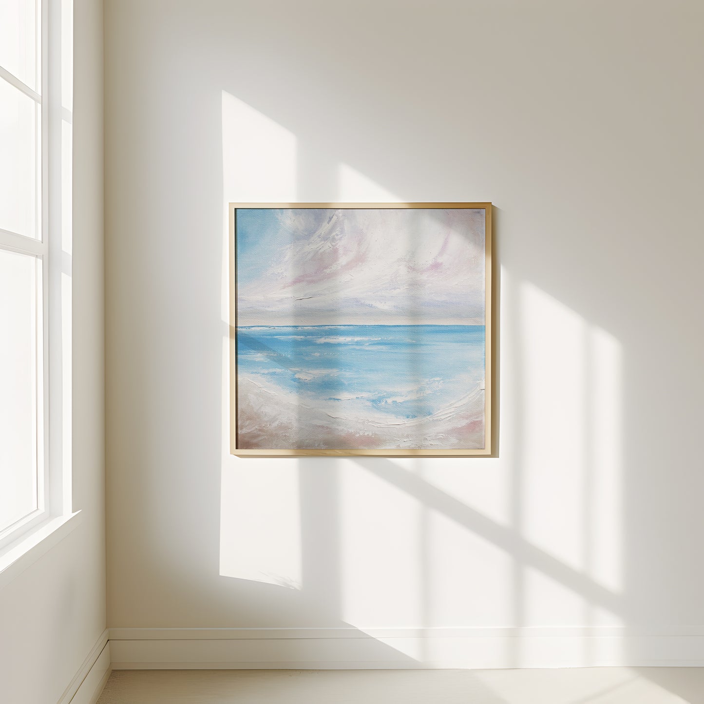 Swirling Skies Original Oil Seascape Framed Canvas Wall Art