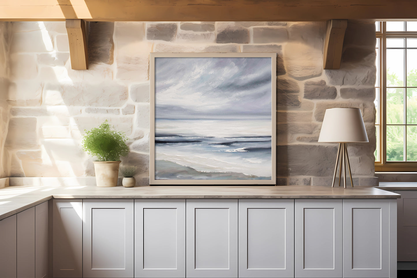 Cold Waters Original Oil Seascape Framed Canvas Wall Art