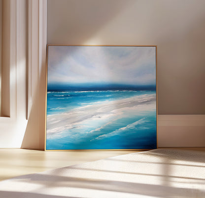 The Deep Original Oil Seascape Framed Canvas Wall Art