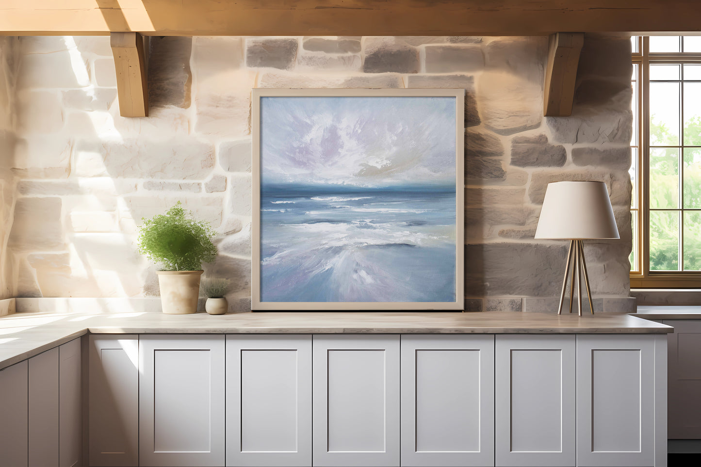 Reflection Original Oil Seascape Framed Canvas Wall Art