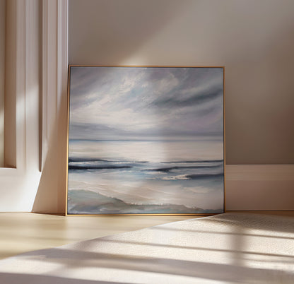 Cold Waters Original Oil Seascape Framed Canvas Wall Art