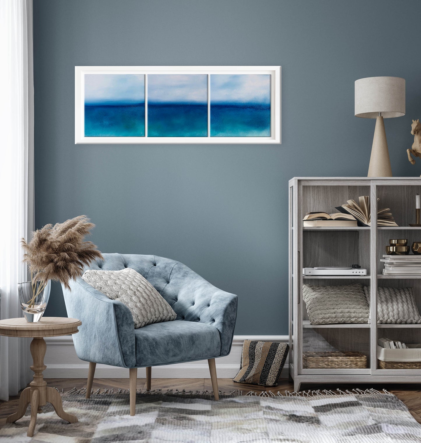 Ethereal Ocean Triptych Original Oil Seascape Framed Canvas Wall Art Set of 3