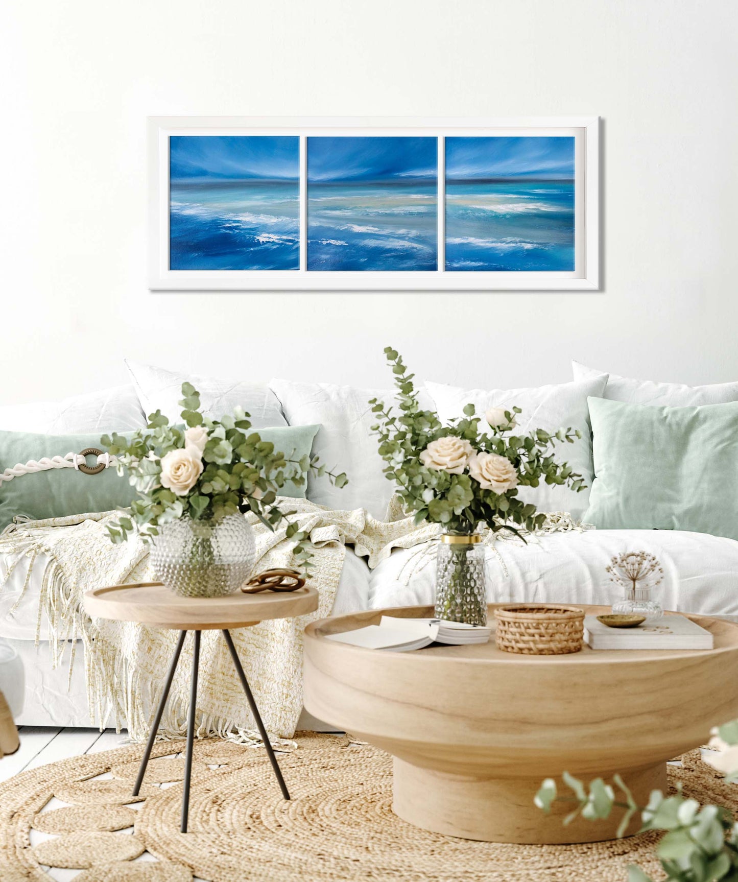 Soul of the Sea Triptych Original Oil Seascape Framed Canvas Wall Art Set of 3