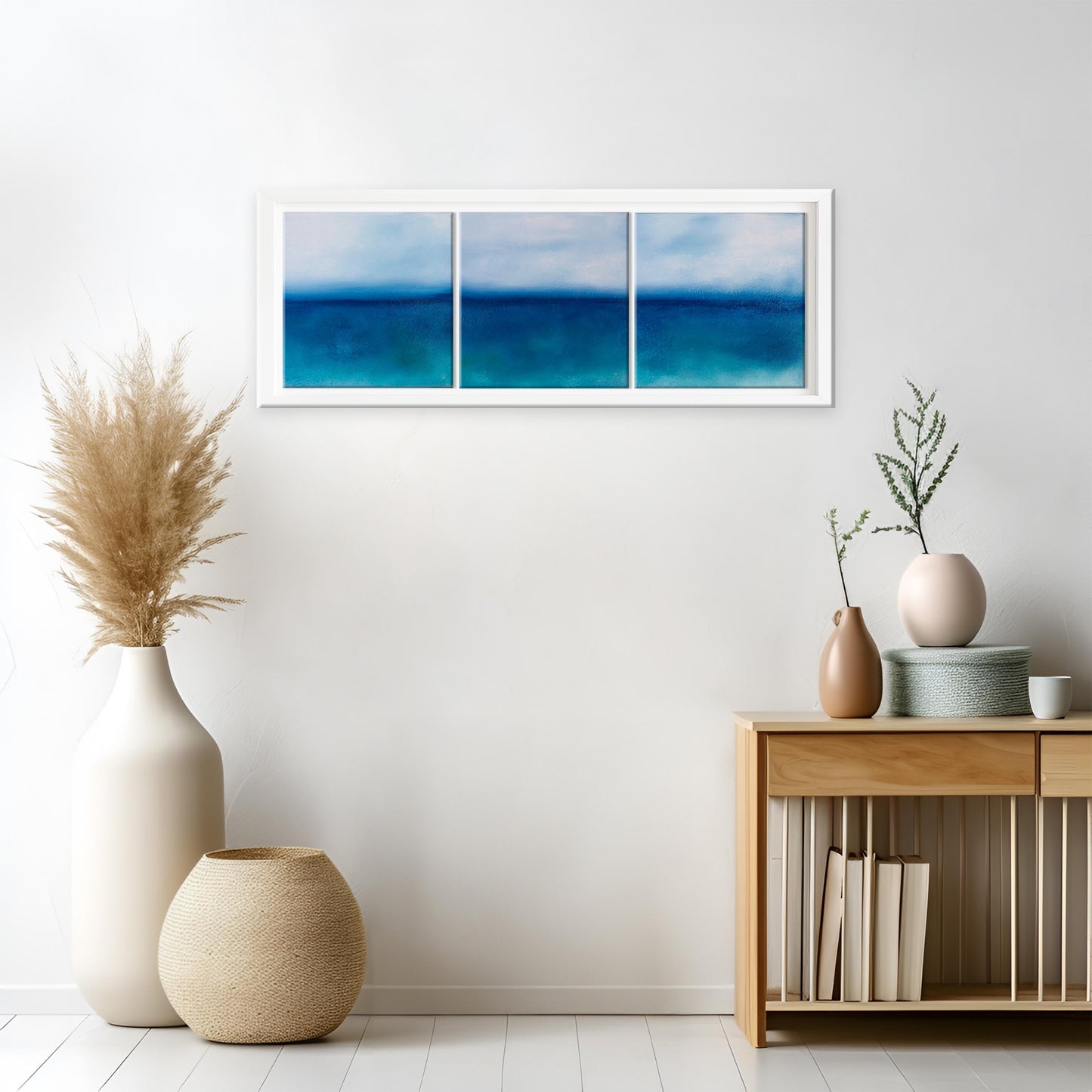 Ethereal Ocean Triptych Original Oil Seascape Framed Canvas Wall Art Set of 3