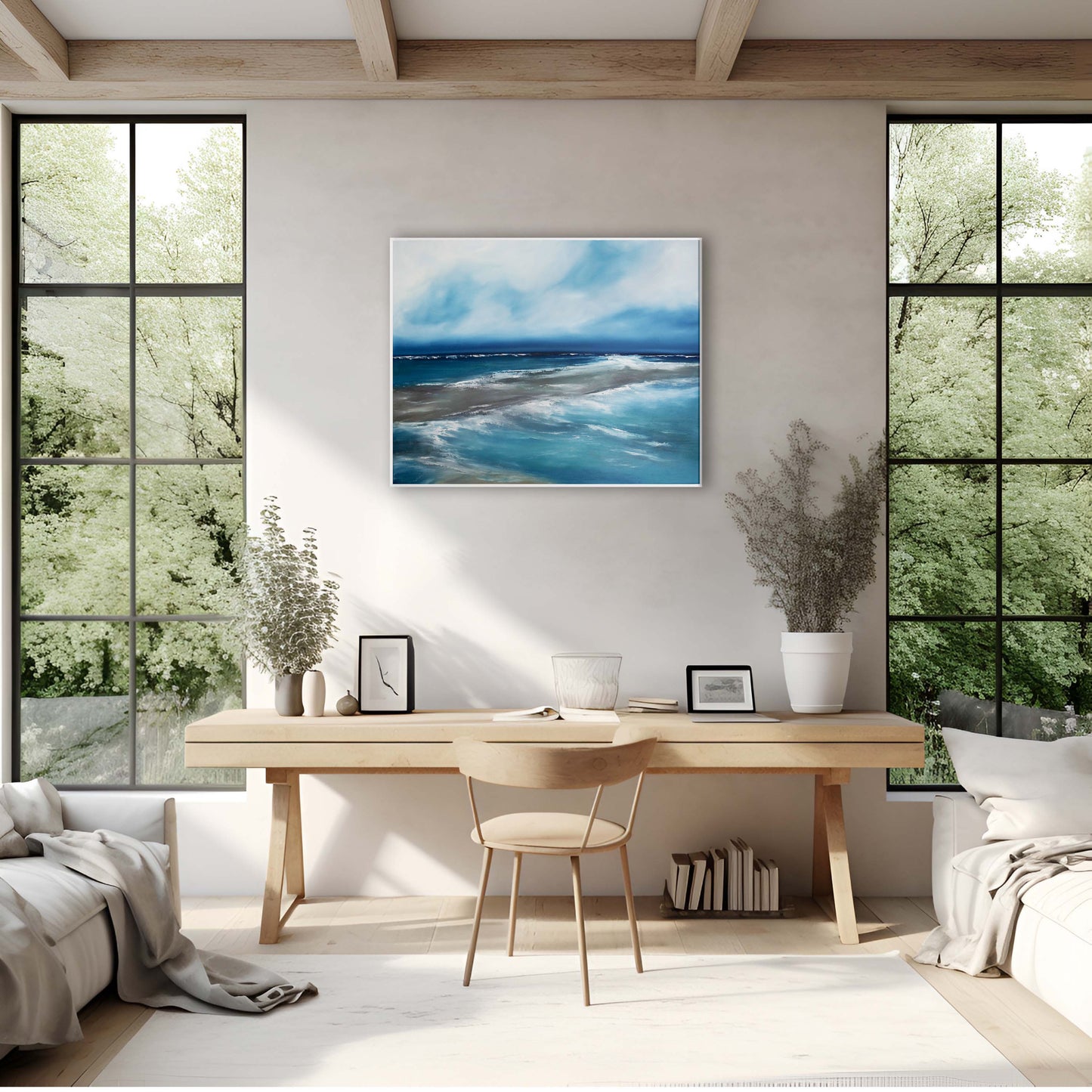 What Lies Beneath Original Oil Seascape Framed Canvas Wall Art