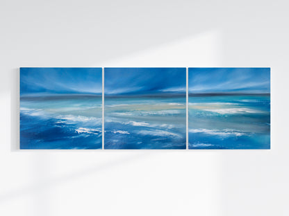 Soul of the Sea Triptych Original Oil Seascape Framed Canvas Wall Art Set of 3