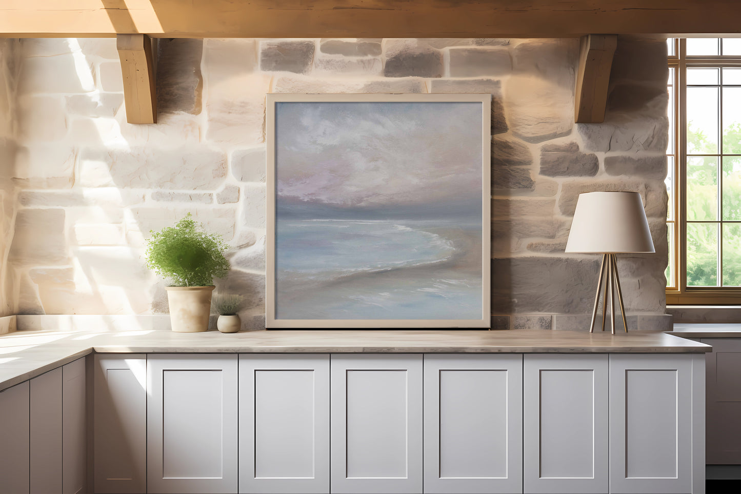 Bliss Original Oil Seascape Framed Canvas Wall Art